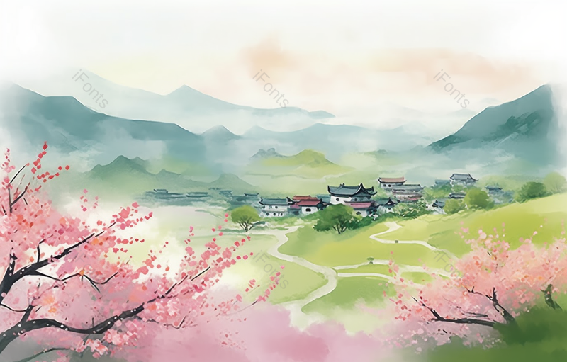 江南的春天水墨画,插画/手绘图,插画/手绘图库,插画/手绘图下载,插画/手绘